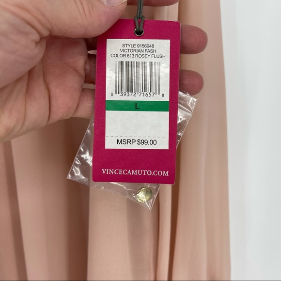 NWT Vince Camuto Pink High Neck Pleated Blouse LG - Picture 9 of 16